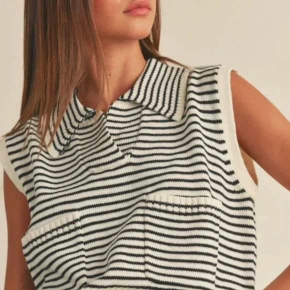 Zara Striped Sleeveless Cotton Vest Knit Top  size S - Picture 4 of 11